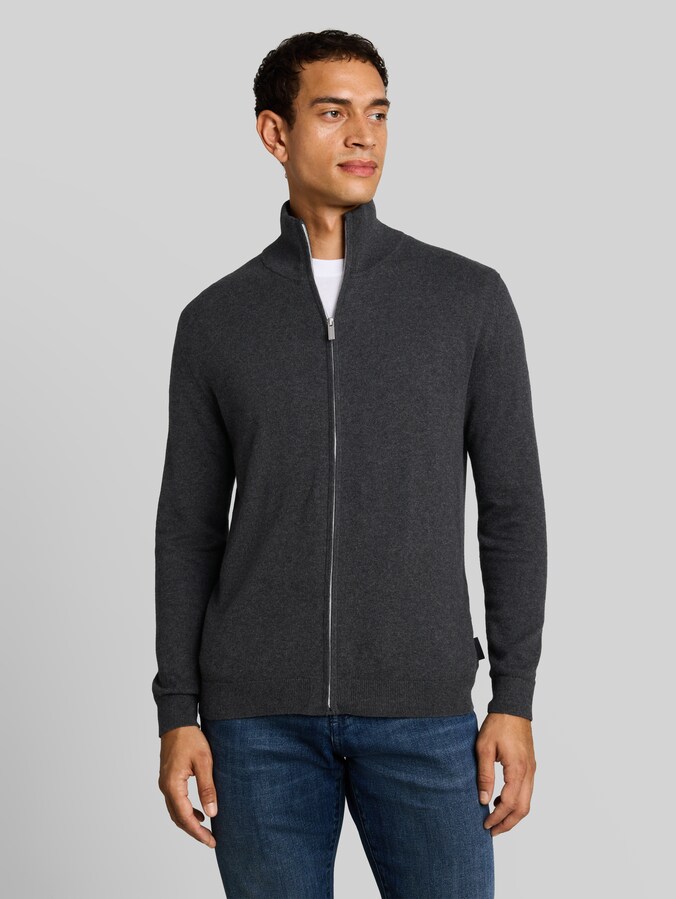 Strickjacke mit Kaschmir-Anteil von Men, Black Grey Melange