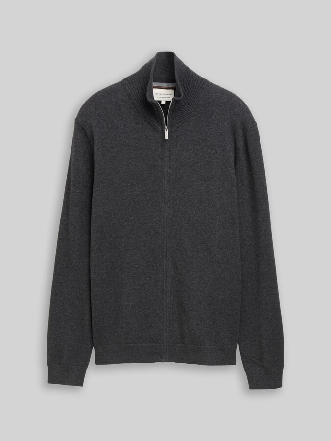 Strickjacke mit Kaschmir-Anteil von Men, Black Grey Melange