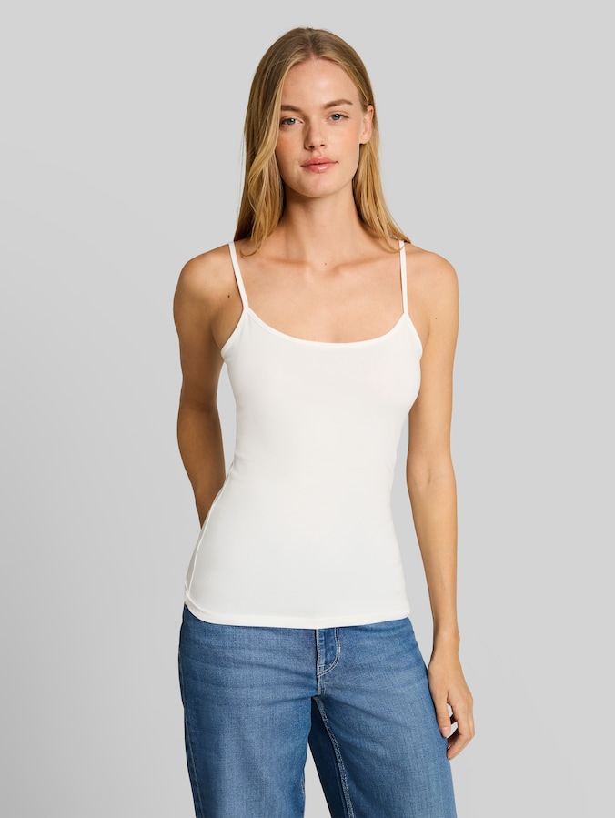 Basic strappy top by Denim Female, off white