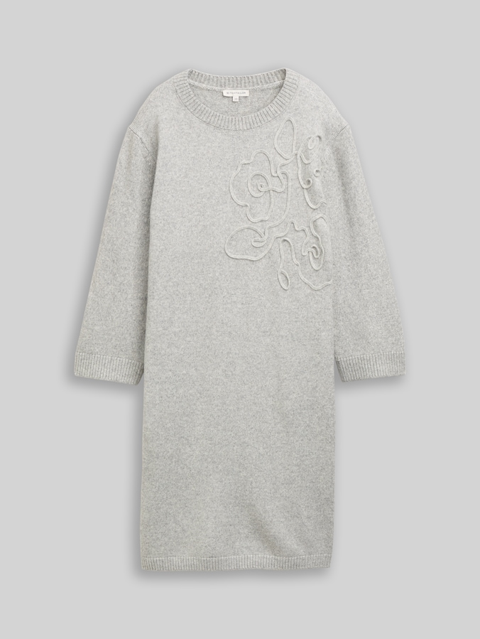 Strickkleid mit Stickerei von Women, soft grey melange