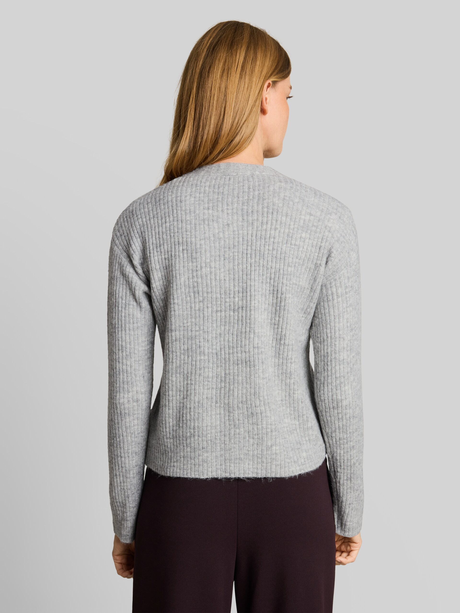 Gezellig vest met ronde hals - Light Soft Grey Melange