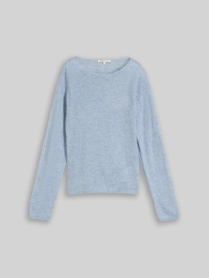 Gebreide trui met alpaca-aandeel door Denim Female, foggy sky blue melange