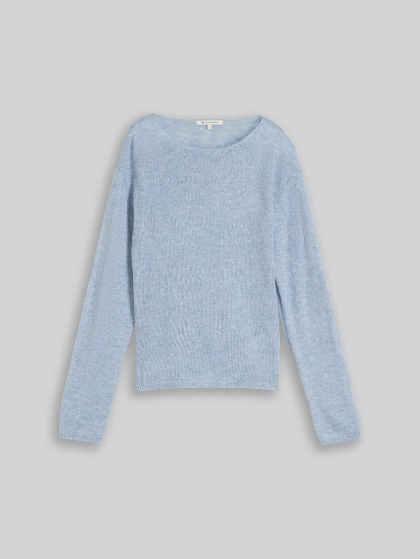 Knitted jumper with alpaca blend by Denim Female, foggy sky blue melange