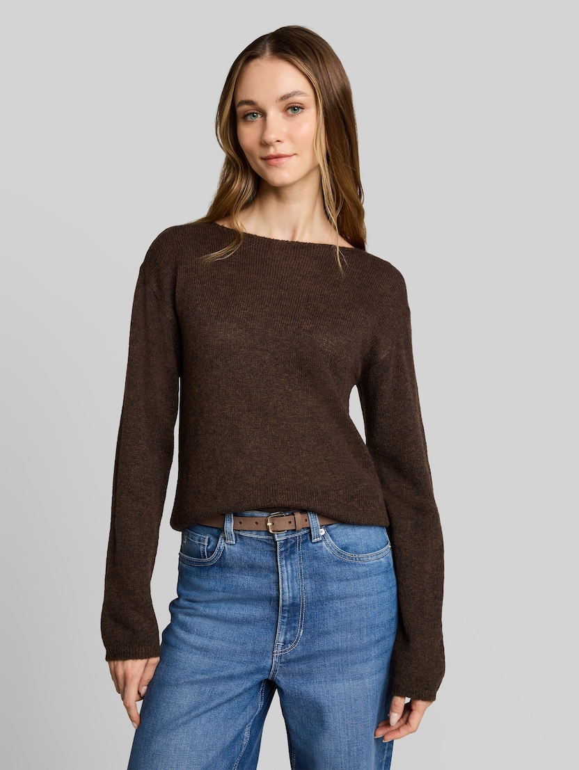 Gebreide trui met alpaca-aandeel door Denim Female, cool dark brown melange