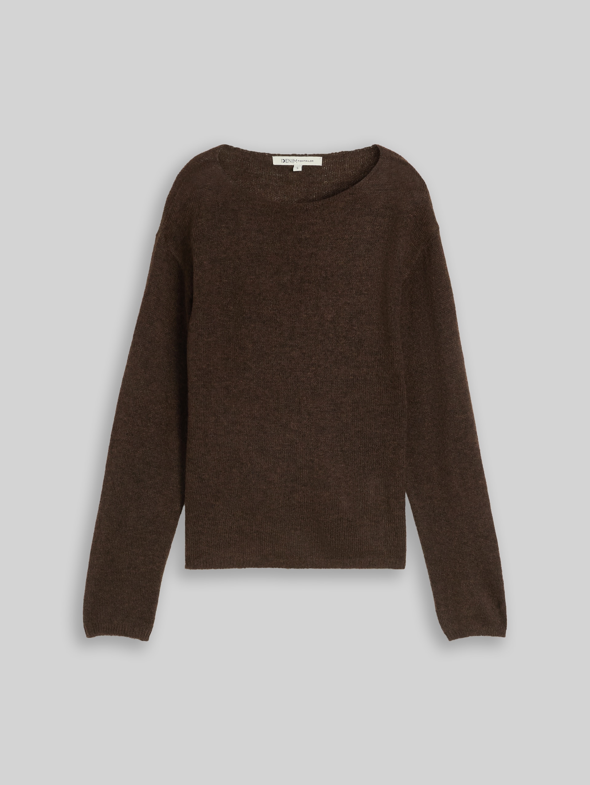Strickpullover mit Alpaka-Anteil - cool dark brown melange