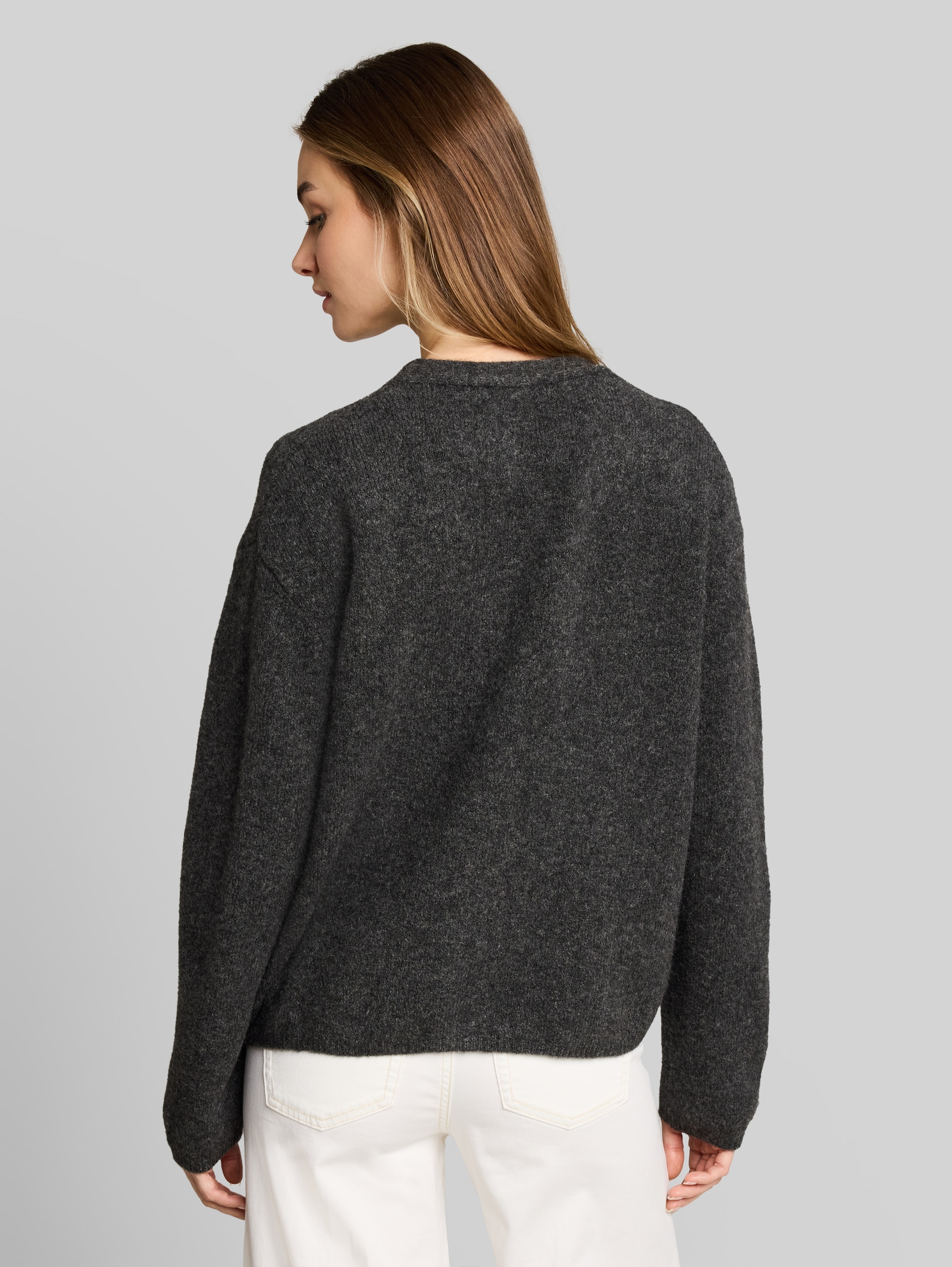 Cosy cardigan with wool blend - Shale Grey Melange