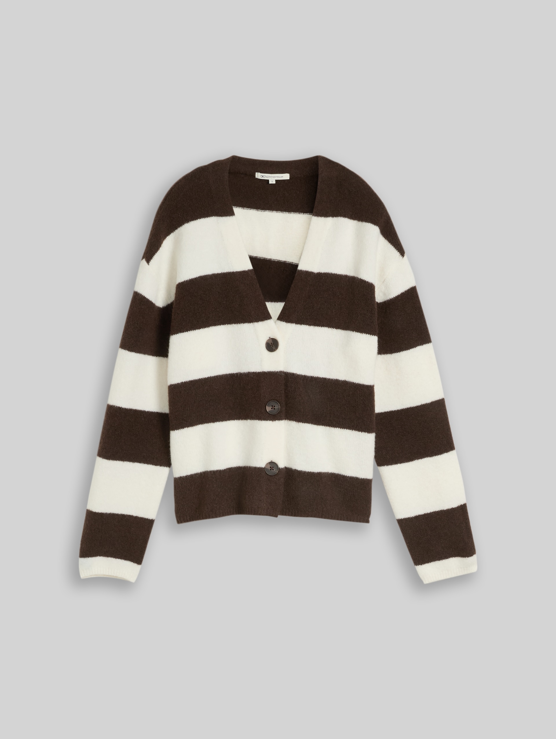 Gezellig vest met wol - big brown white stripe