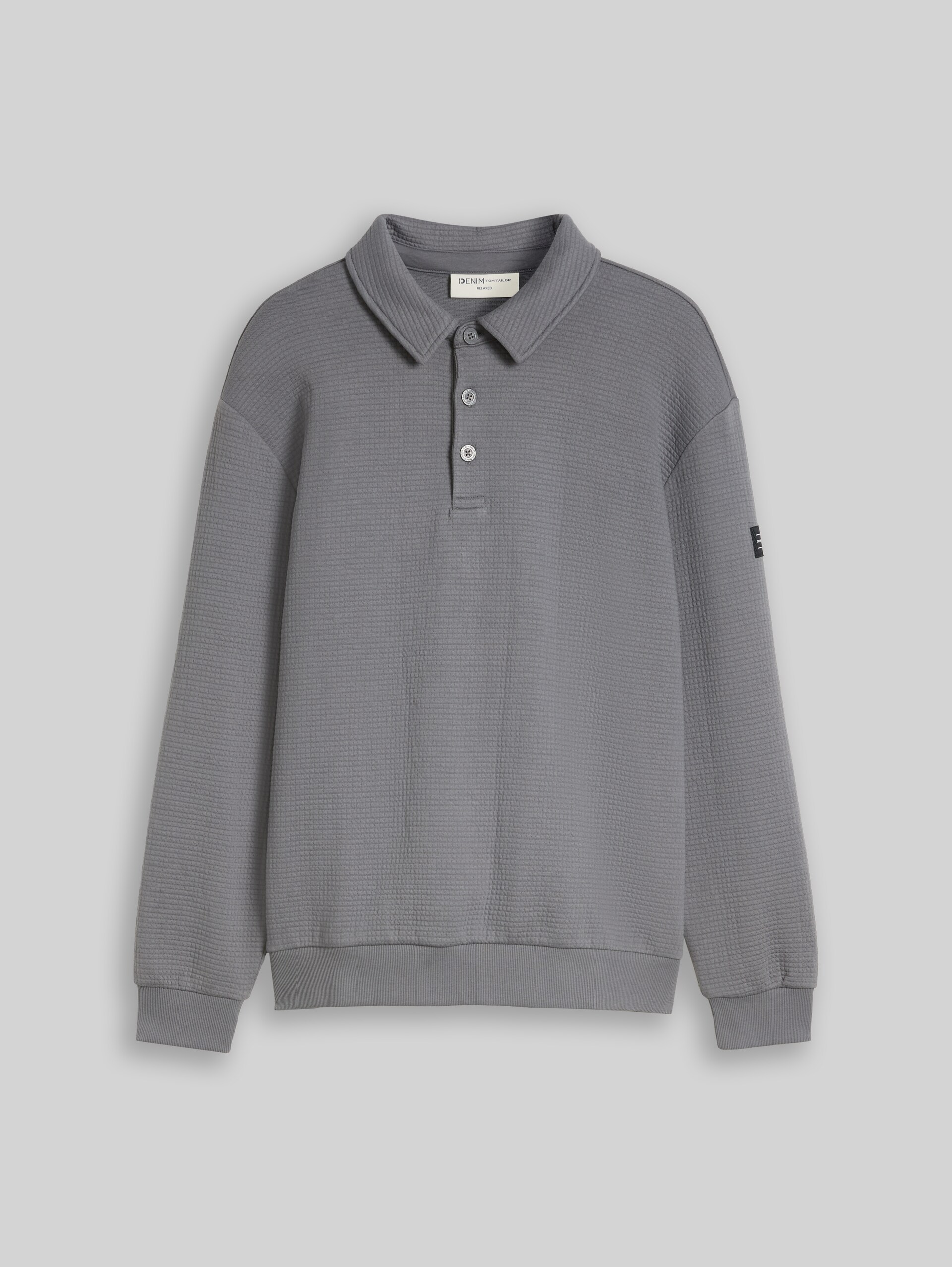 Relaxed Fit Sweatshirt mit Polokragen - classic grey - Vorder-Produkt-Ansicht