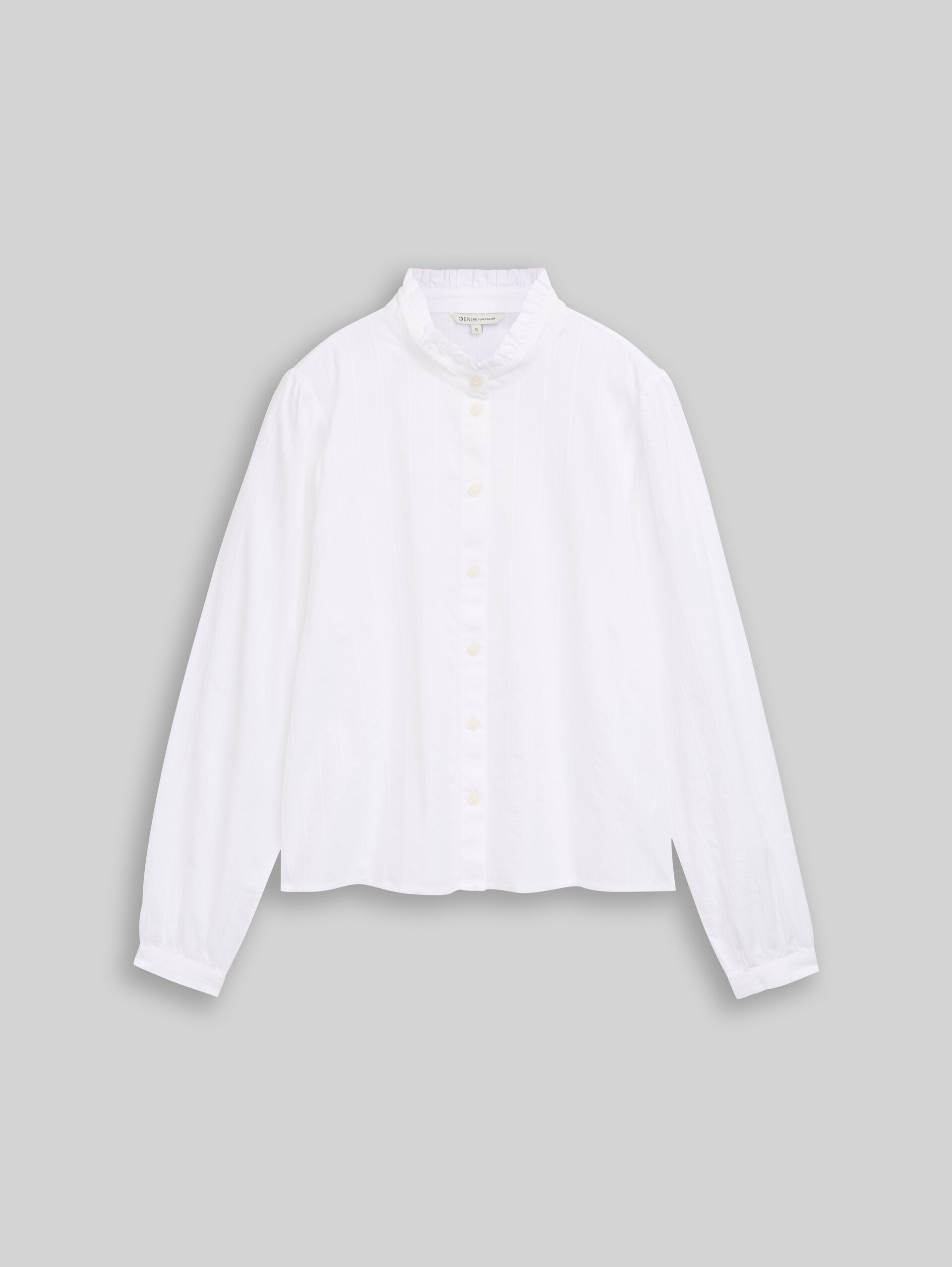 Bluse mit Rüschenkragen - White - Vorder-Produkt-Ansicht