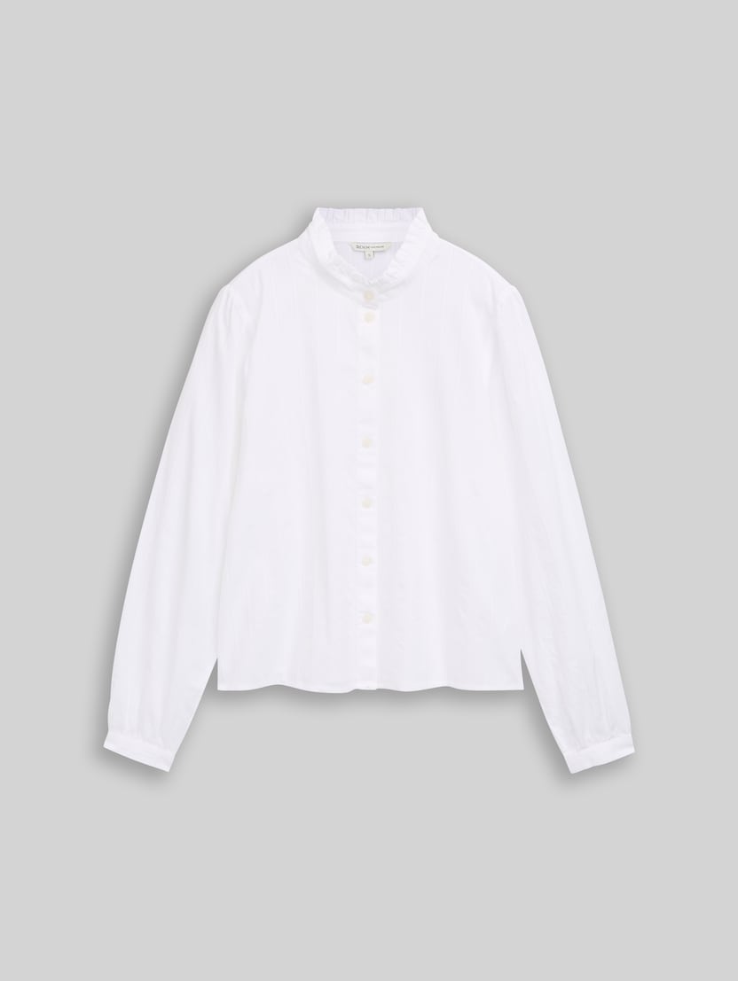 Bluse mit Rüschenkragen von Denim Female, White