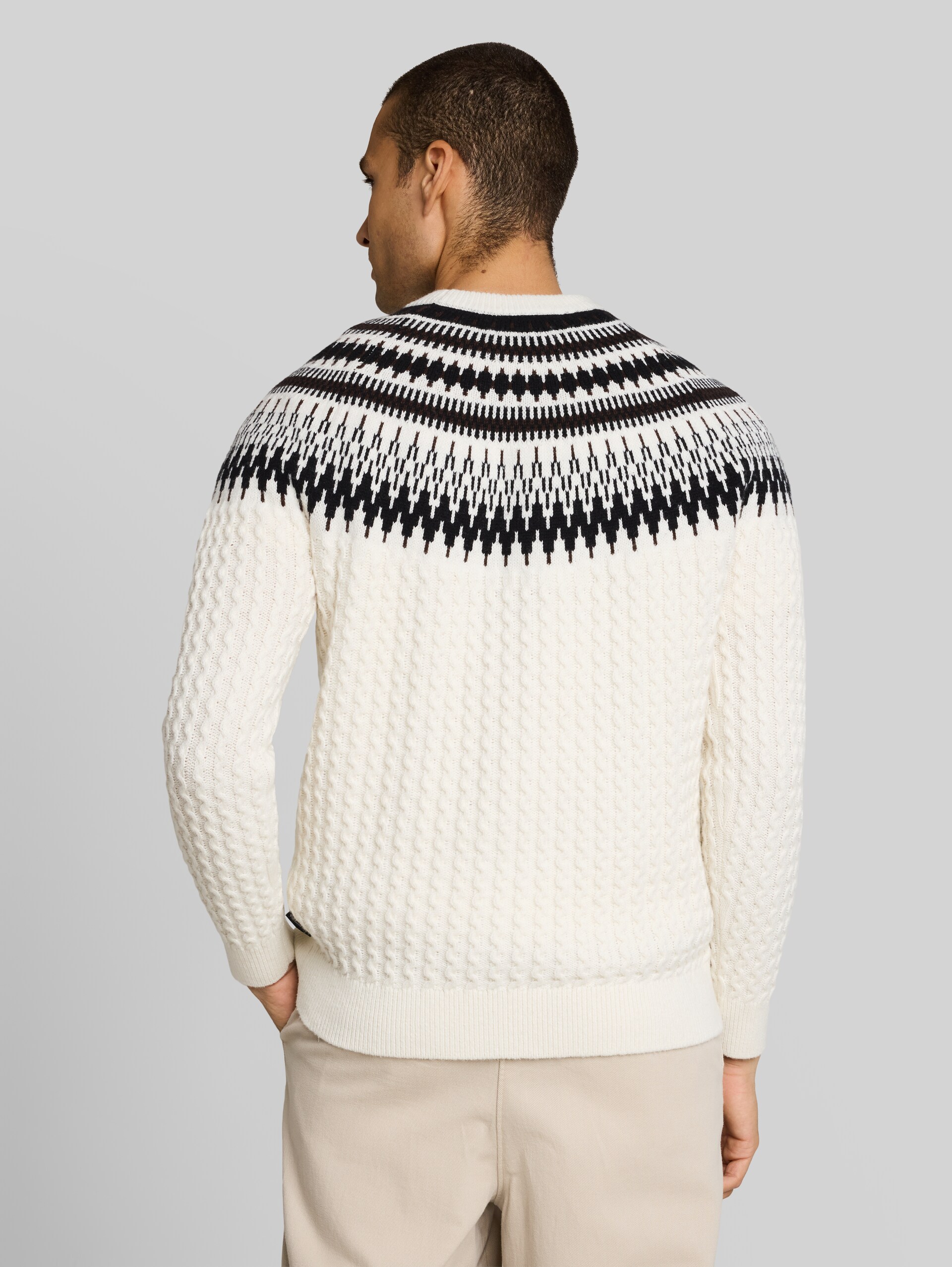 Pull norvégien en maille avec une part de laine - Gardenia White