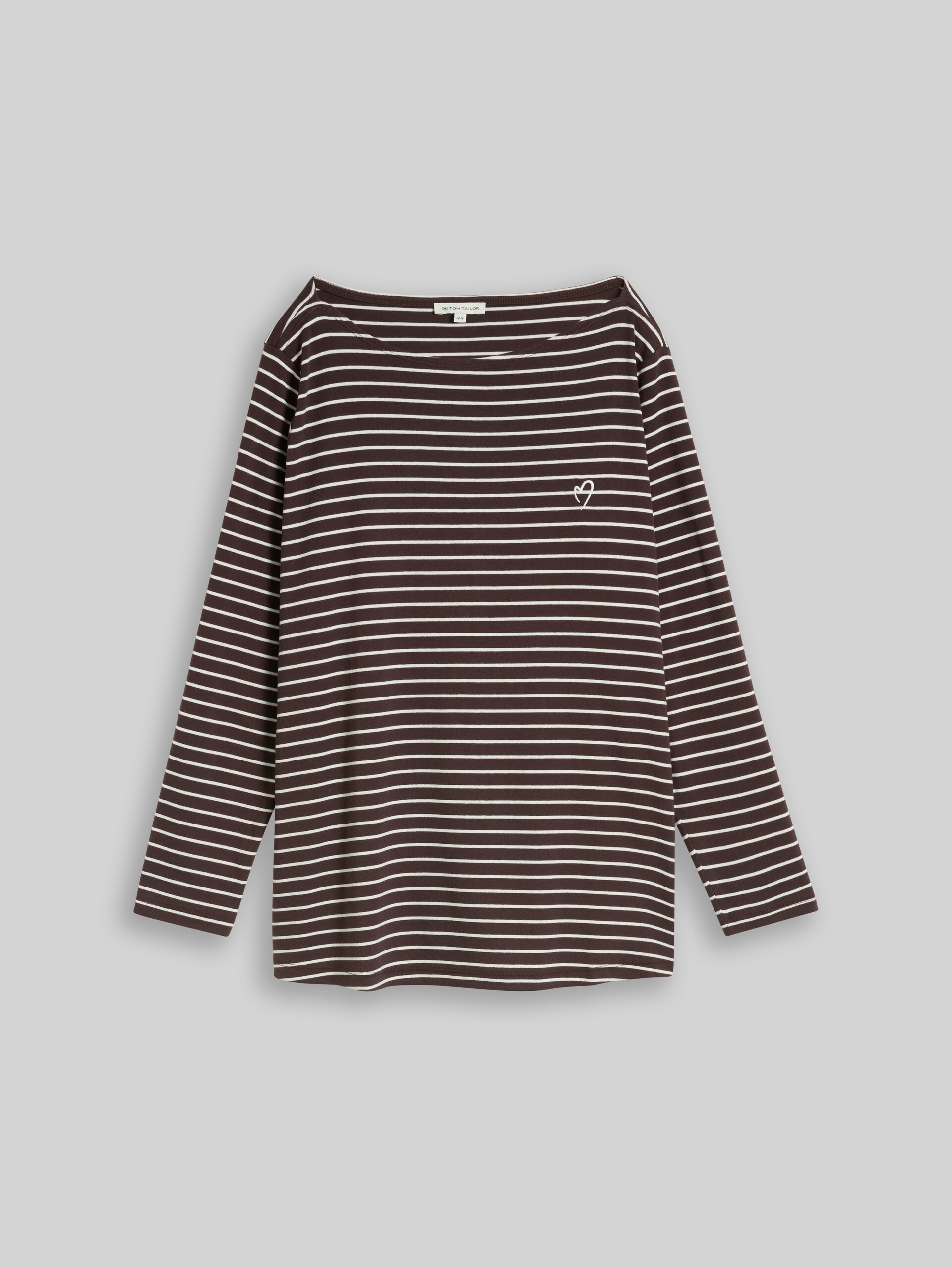 Plus Size - Langarmshirt mit Streifenmuster - brown white stripe - Vorder-Produkt-Ansicht