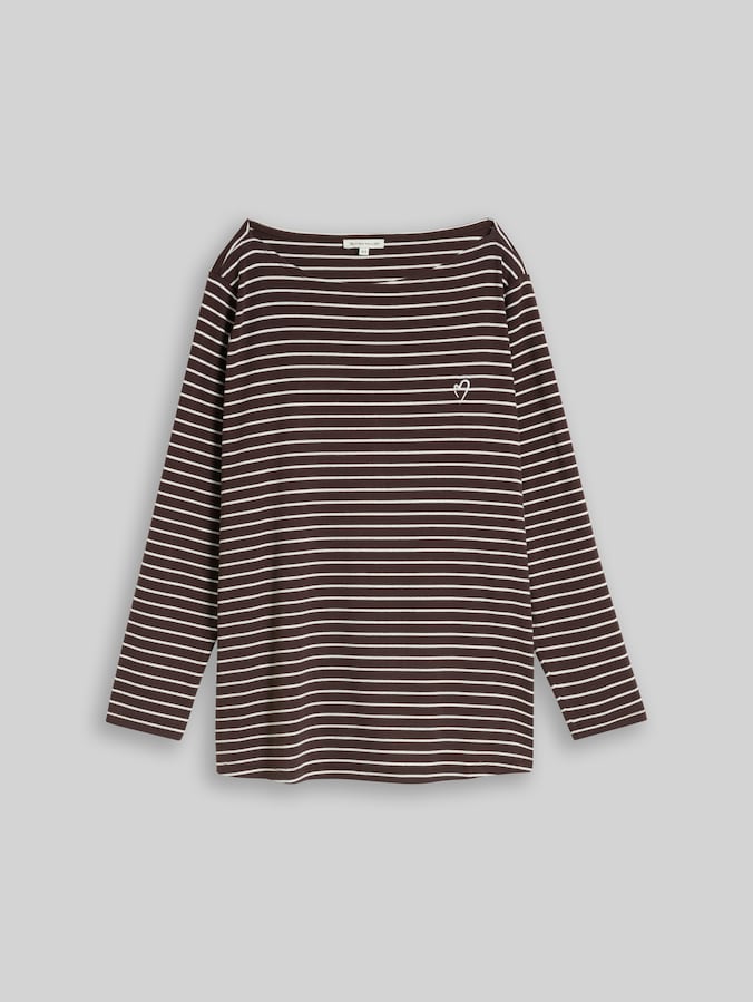 Plus Size - Langarmshirt mit Streifenmuster von Women Plus Size, brown white stripe