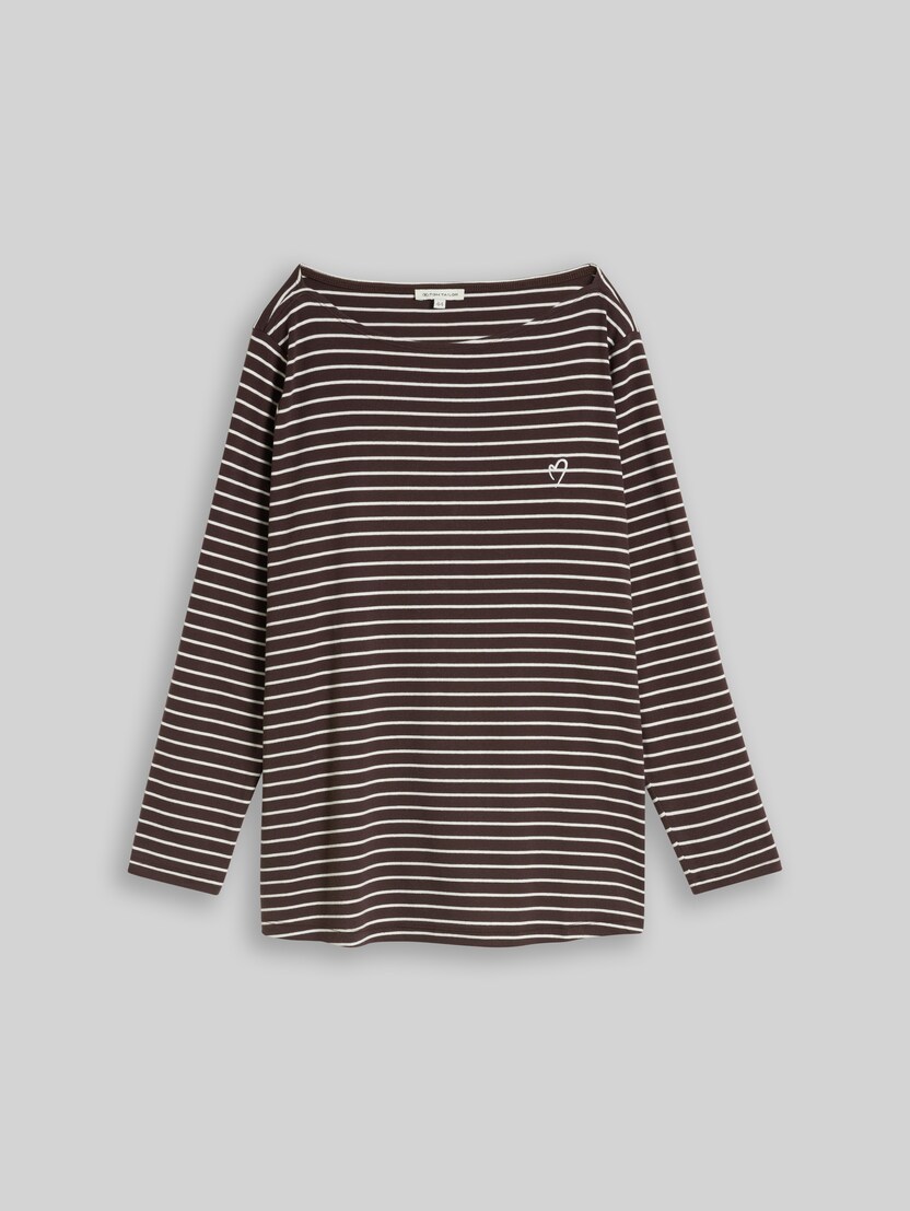 Plus Size - Langarmshirt mit Streifenmuster von Women Plus Size, brown white stripe