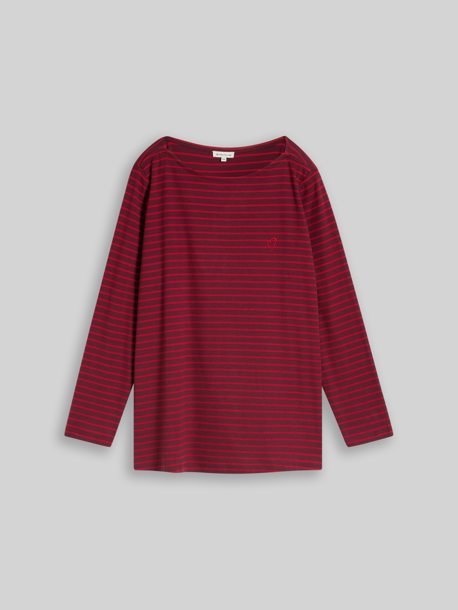 Plus Size - Langarmshirt mit Streifenmuster - preppy plum red stripe - Vorder-Produkt-Ansicht