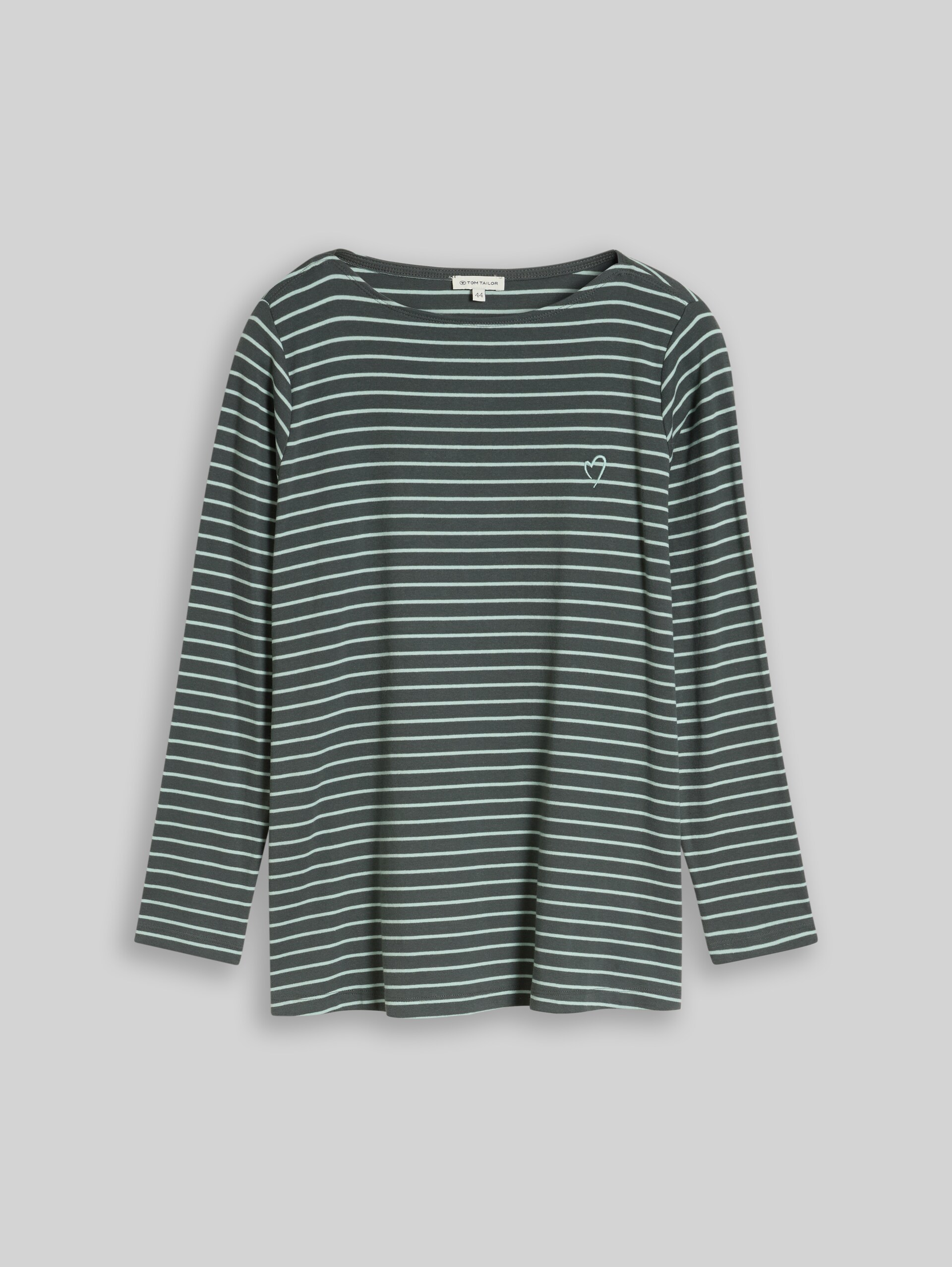 Plus Size - Langarmshirt mit Streifenmuster - olive mint green stripe - Vorder-Produkt-Ansicht