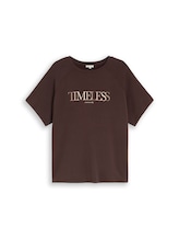 Niet geselecteerd, Plus Size - Scuba-T-shirt met opschrift door Tom Tailor, bruin