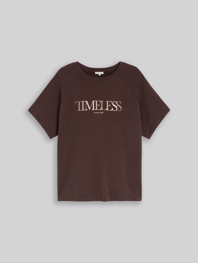 Plus Size - T-shirt en scuba avec inscription par Women Plus Size, java dark brown