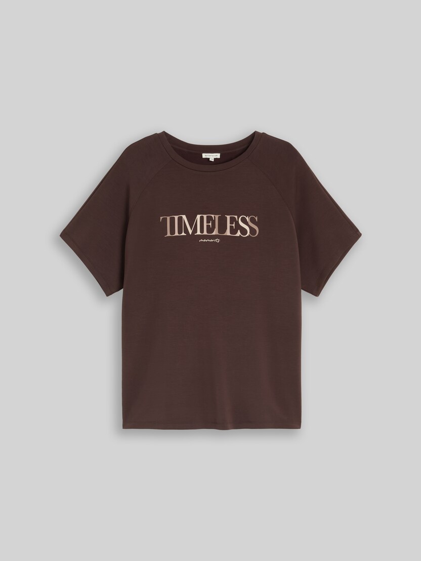 Plus Size - scuba T-shirt with lettering by Women Plus Size, java dark brown