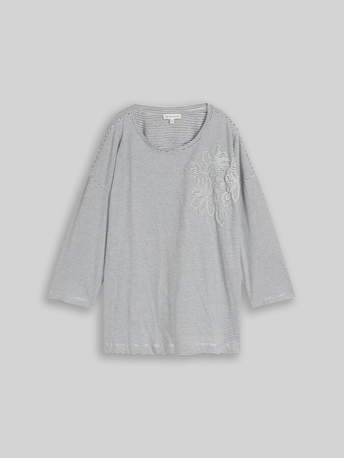 Plus Size - T-shirt ample avec application florale par Women Plus Size, small white navy stripe