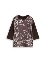 Sélectionné, Plus Size - T-shirt à manches longues à motif floral par Tom Tailor, brunir