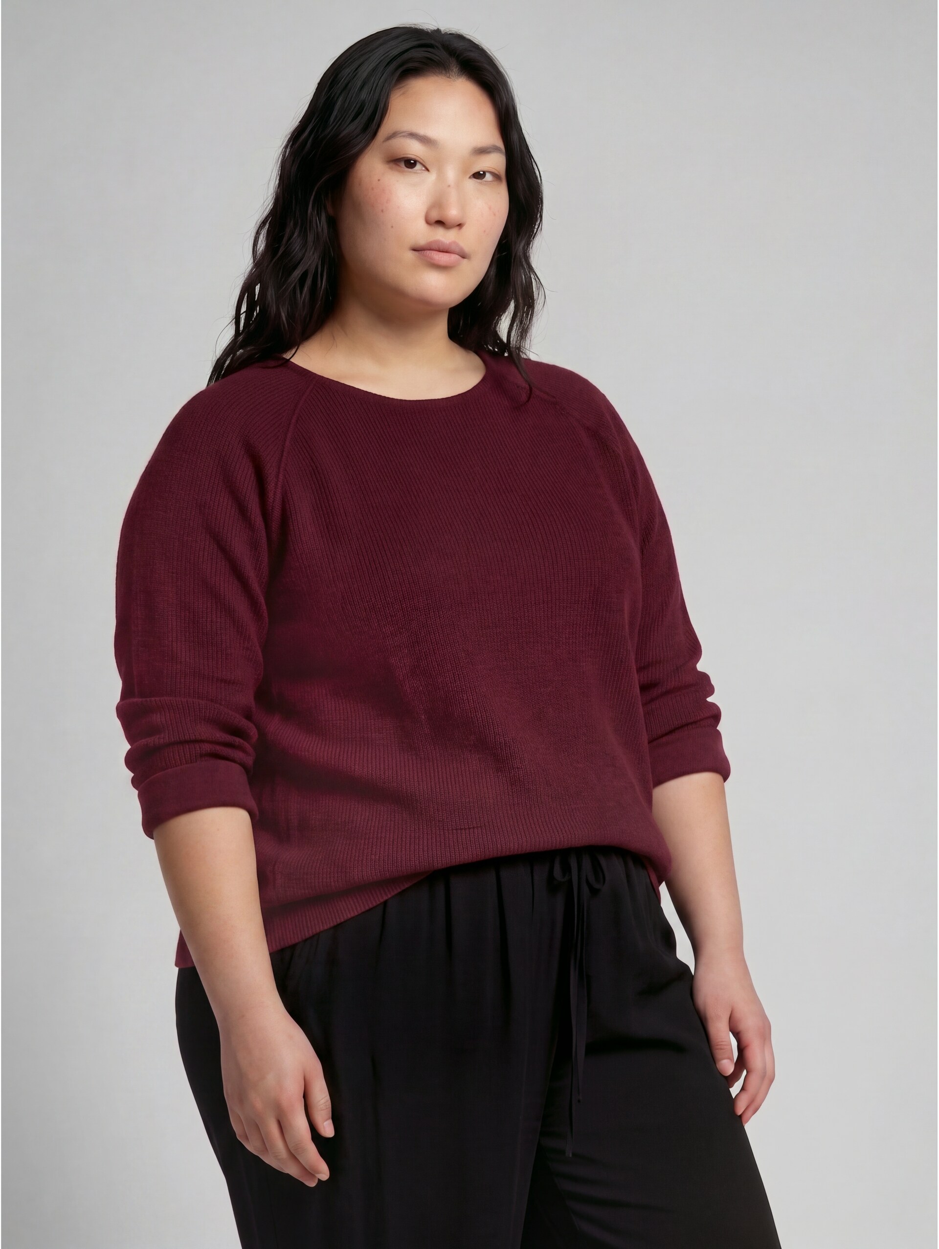 Sweatshirt 1/1 - dark preppy plum melange - Découpe Vue de face du modèle