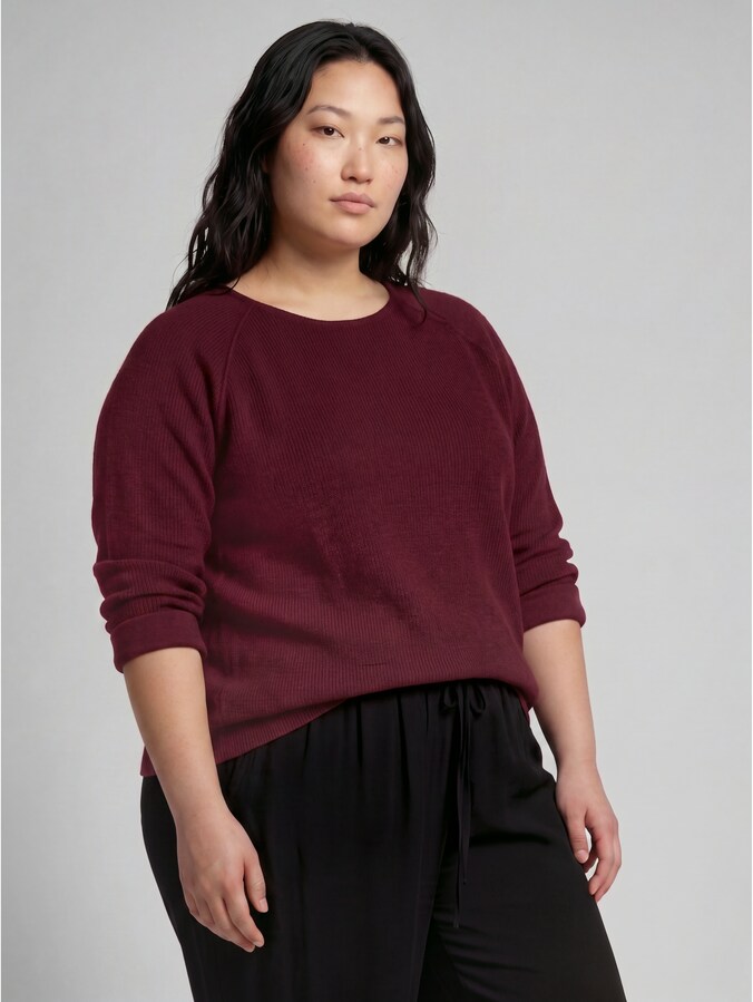 Plus Size - Cosy Sweatshirt mit Melange-Optik von Women Plus Size, dark preppy plum melange