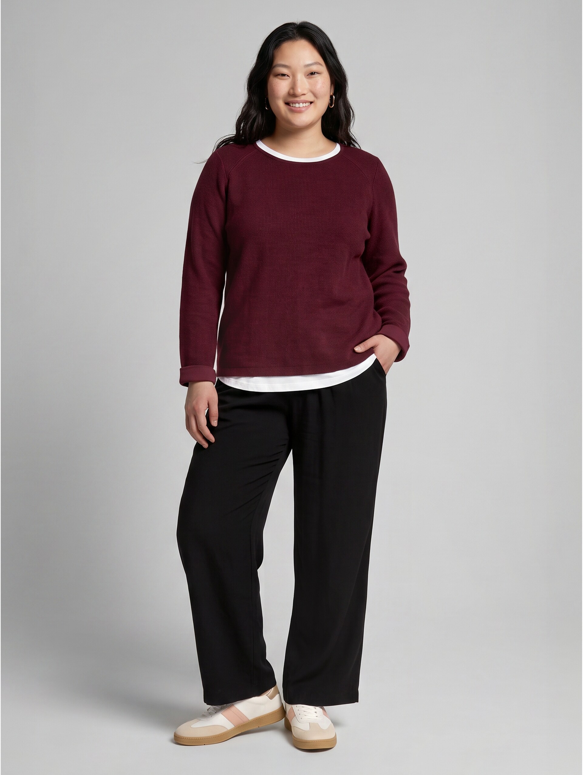Sweatshirt 1/1 - dark preppy plum melange - Vue de face du modèle