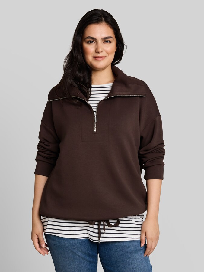 Plus Size - Sweat à col roulé en scuba par Women Plus Size, java dark brown
