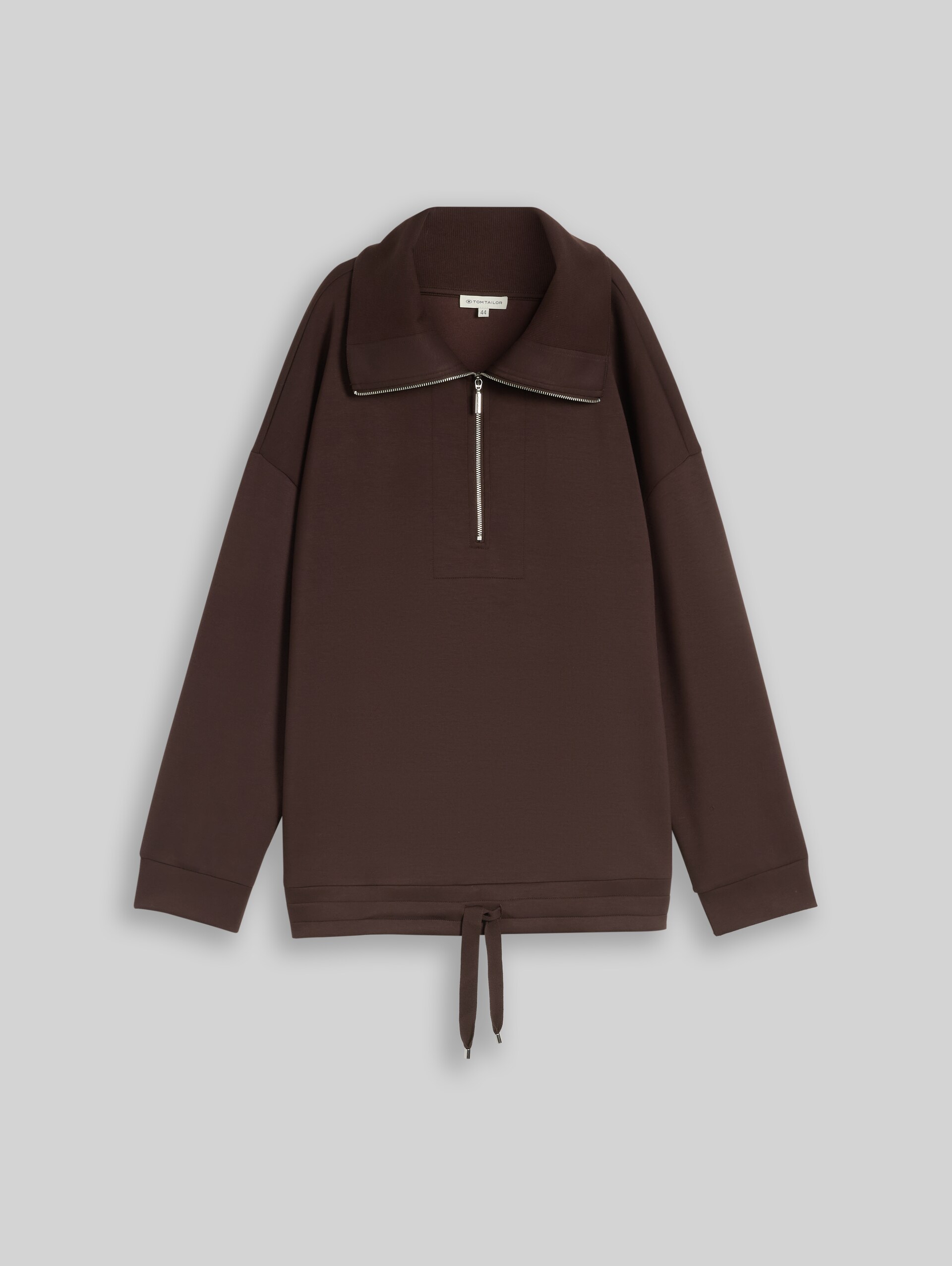 Plus Size - Sweat à col roulé en scuba - java dark brown - Vue de face du produit