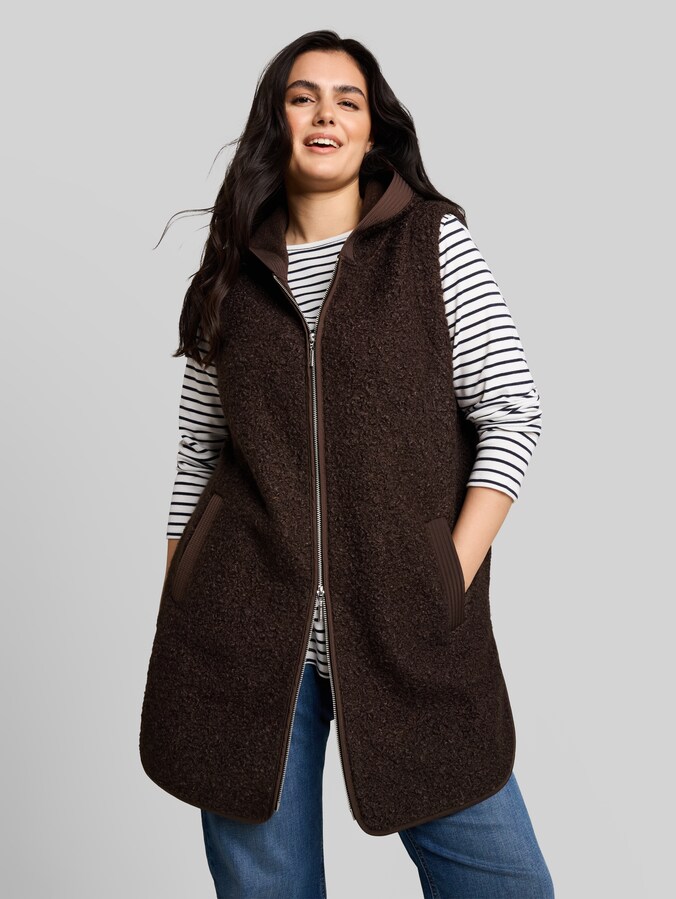 Plus Size - Gilet Teddy long par Women Plus Size, java dark brown