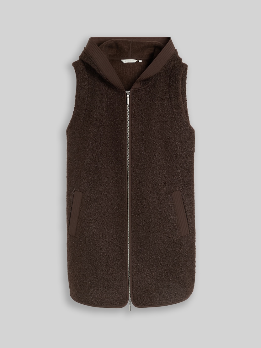 Plus Size - Longstyle Teddy Weste von Women Plus Size, java dark brown