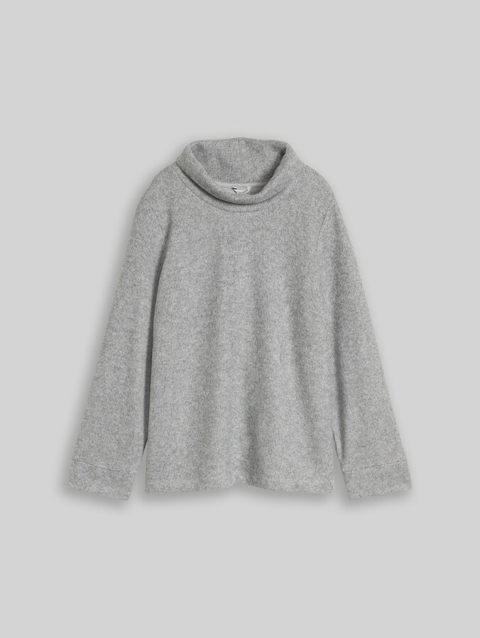 Plus Size - Cosy Sweatshirt mit Deko-Knopfleiste von Women Plus Size, soft grey melange