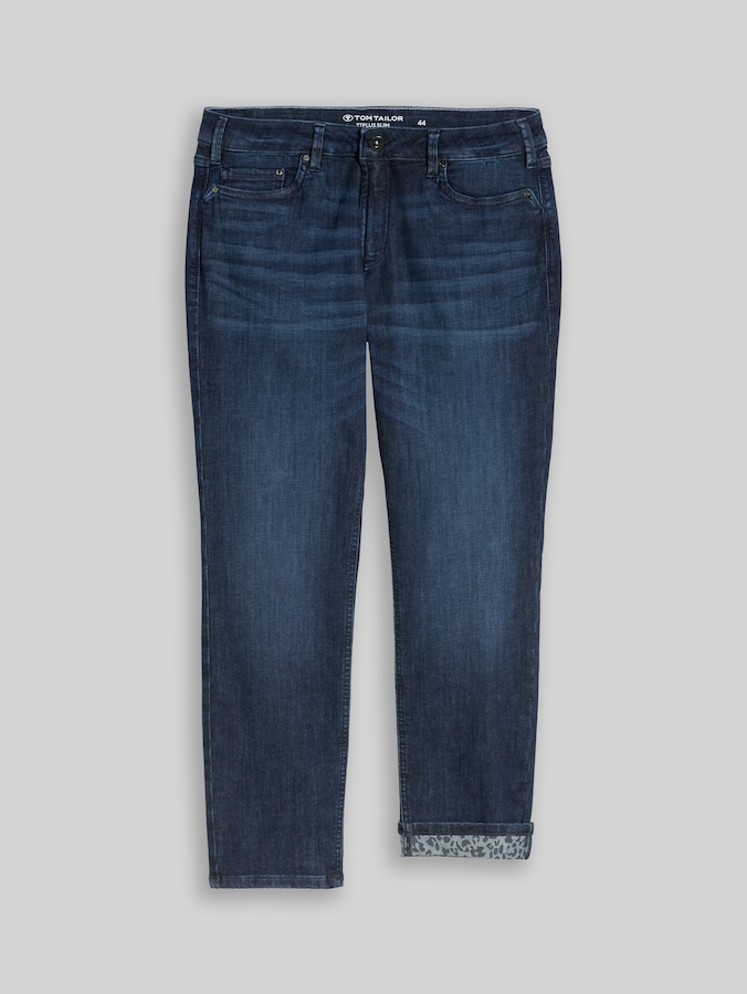 Plus Size - TTPLUS SLIM Jeans mit Leo-Print im Umschlag von Women Plus Size, dark blue denim