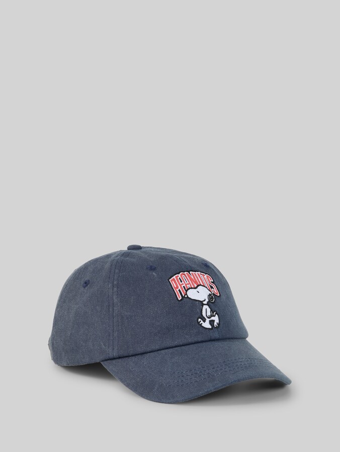 Cap mit Snoopy-Stickerei von Denim Male, black twill yarn dye
