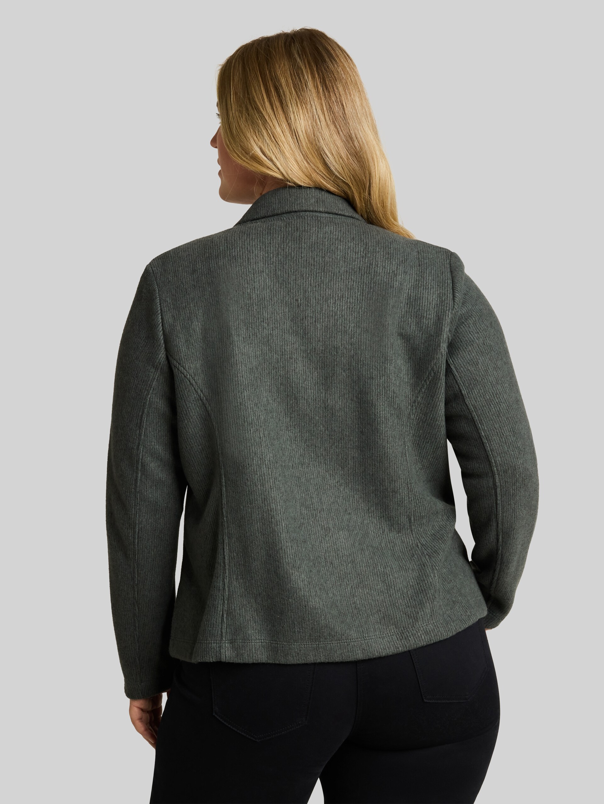 Plus Size - Slim Fit Cosy Blazer - dark olive melange