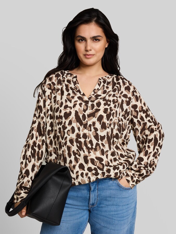 Plus Size - Chemisier en viscose par Women Plus Size, brown beige leo print