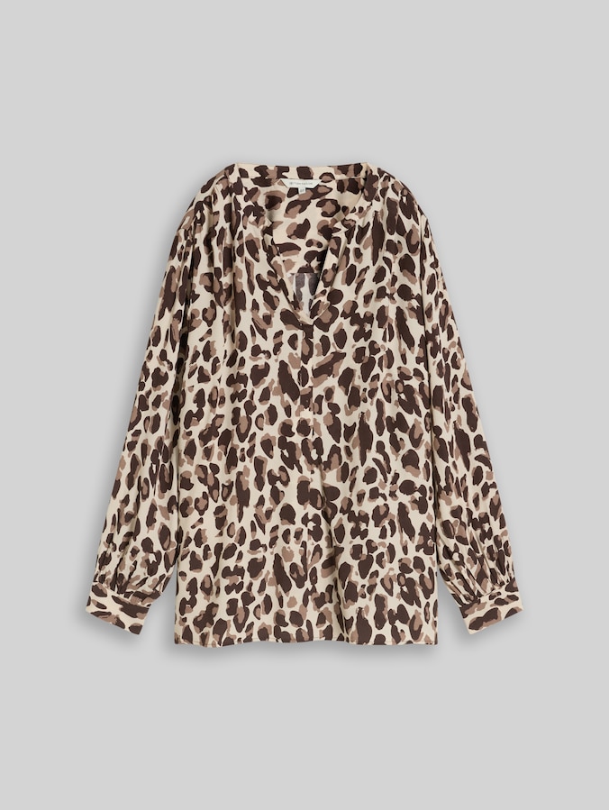 Plus Size - Chemisier en viscose par Women Plus Size, brown beige leo print