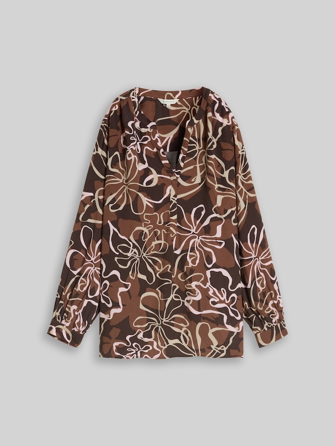 Plus Size - Chemisier en viscose par Women Plus Size, brown big flower design