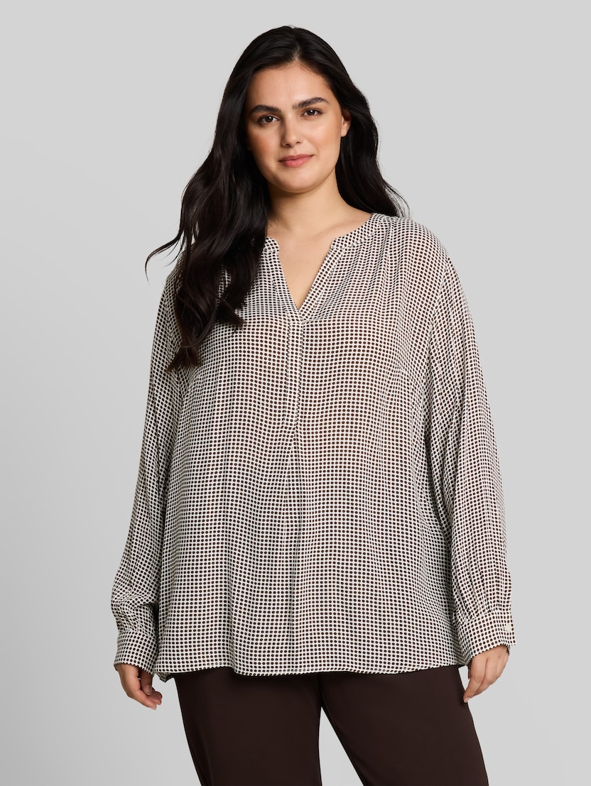 Plus Size - blouse van viscose door Women Plus Size, small brown dot print