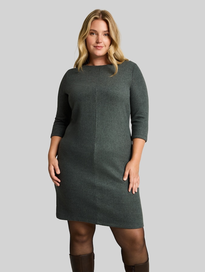 Plus Size - Cosy Kleid in Melange-Optik von Women Plus Size, dark olive melange