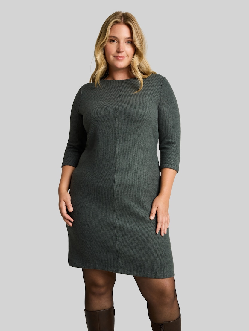 Plus Size - Cosy Kleid in Melange-Optik von Women Plus Size, dark olive melange