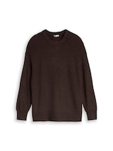 Niet geselecteerd, Plus Size - Oversized gebreide trui met ronde hals door Tom Tailor, bruin