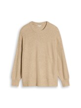 Geselecteerd, Plus Size - Oversized gebreide trui met ronde hals door Tom Tailor, beige