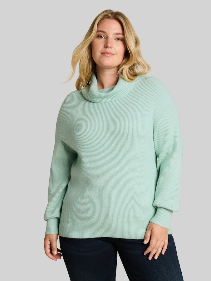 Plus Size - Oversized coltrui door Women Plus Size, dusty light green melange