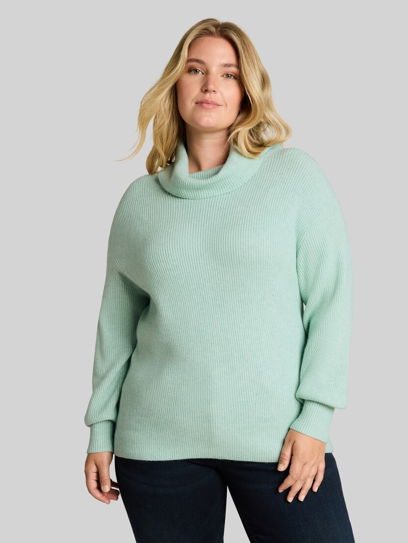 Plus Size - Oversize Rollkragenpullover von Women Plus Size, dusty light green melange