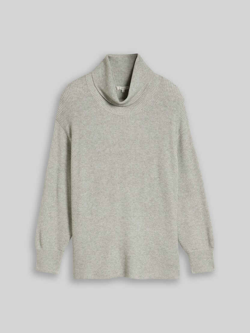 Plus Size - Oversized Turtleneck Jumper by Women Plus Size, soft grey melange