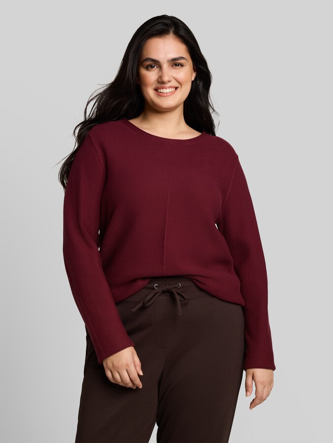 Plus Size - Strickpullover aus Baumwolle von Women Plus Size, Preppy Plum