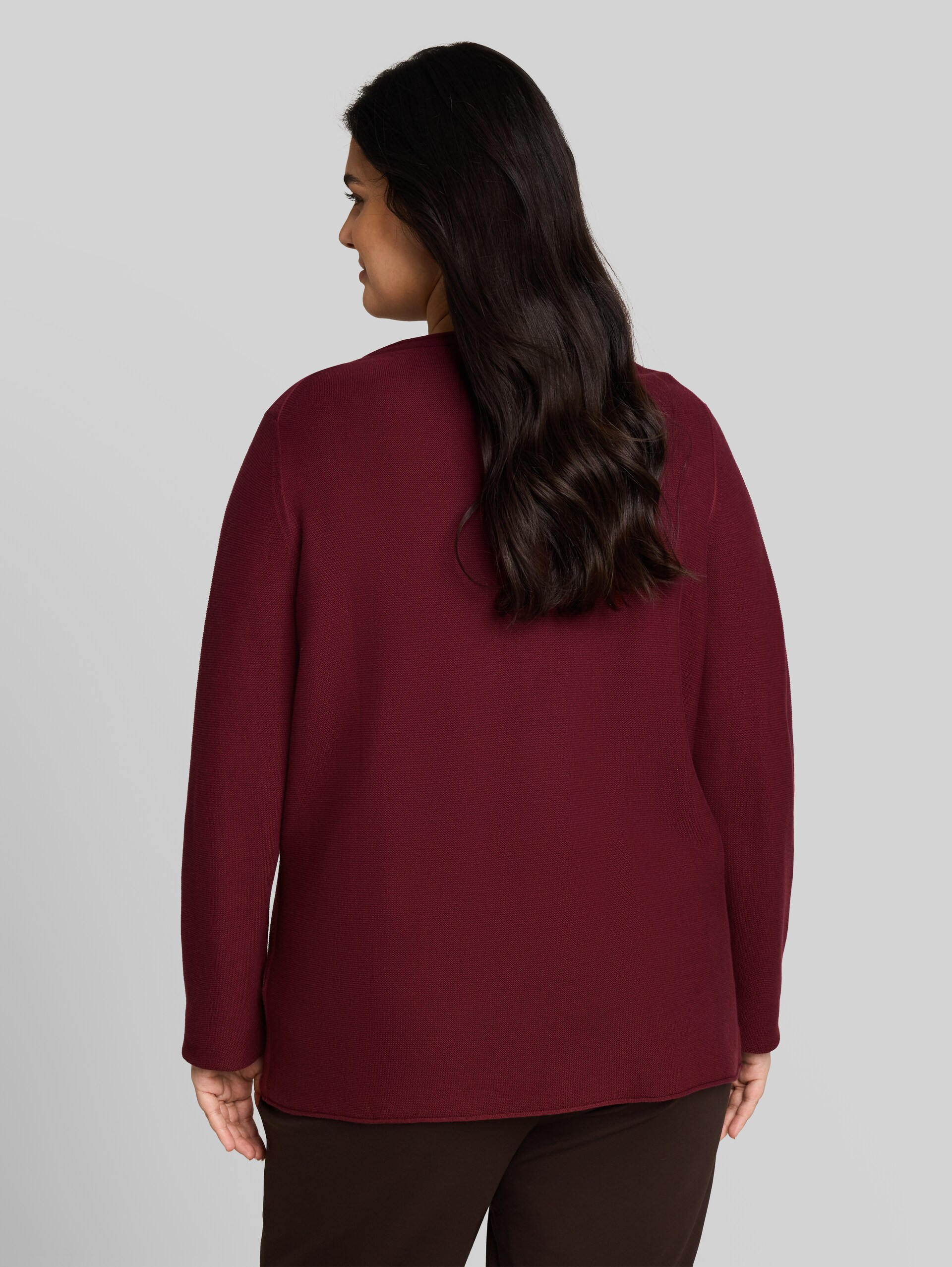 Plus Size - Strickpullover aus Baumwolle - Preppy Plum