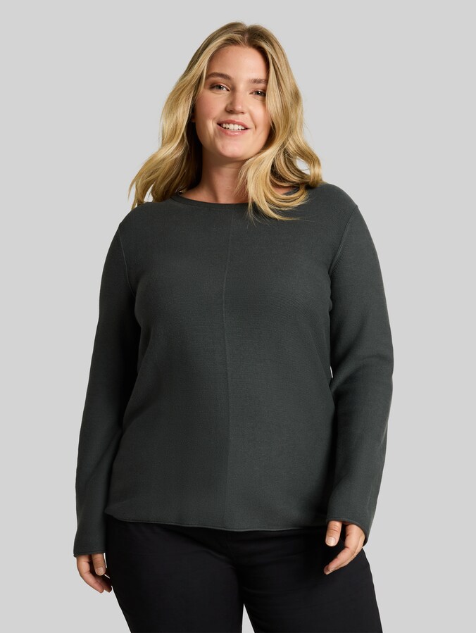 Plus Size - Gebreide trui van katoen door Women Plus Size, Darkest Olive